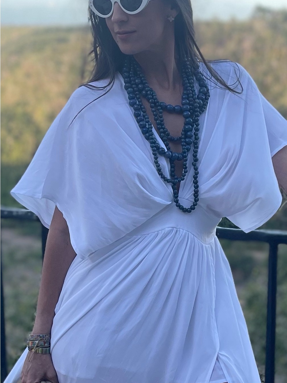 Multi-Strand Blue Beaded Statement Necklace